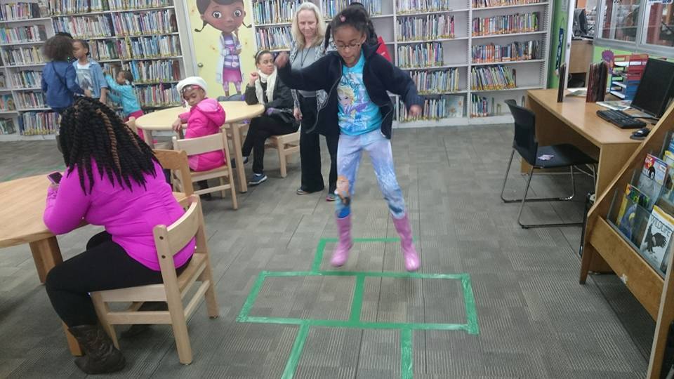 Hopscotch fun at Pontiac Public Library.